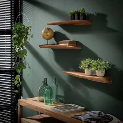 Produktbild von Wandregal Edge 60cm Set aus 3 / Massiv Akazie