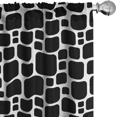 Immagine prodotto di ABAKUHAUS Geometrico Tende, tende, Retro Squircles Ripetitivo Astratto Simplistic Artsy Illustraiton, 2 pezzi 75 x 245 cm, grigio antracite e bianco