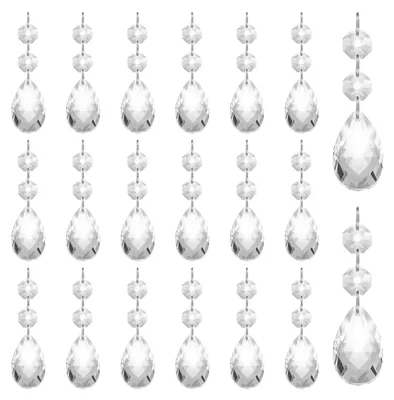 Produktbild von Belle Vous Glaskristalle zum Aufhängen Kronleuchter Kristall Perlen Anhänger Tropfen (20er Pack) - 8,6cm - Deko Kristall Anhänger Perlen für