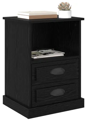 Image de vidaXL Table de chevet noire aspect chêne 36 x 43 x 60 cm en aggloméré