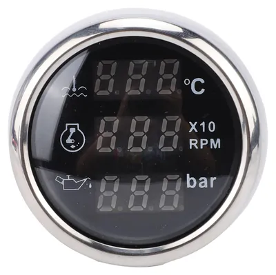Productafbeelding van Water temperatuur, oliedruk, snelheidsmeter, 52 mm, digitaal display met achtergrondverlichting, 3-in-1, geschikt voor boten, schepen, campers, vrachtwagens, etc