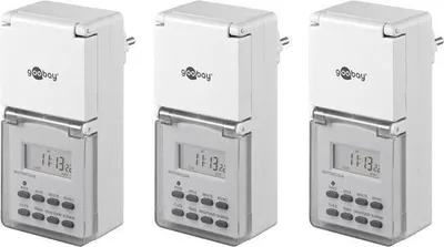Produktbild von Goobay 3er-Set: Digitale Zeitschaltuhr IP44 - 3 Stk. im Karton