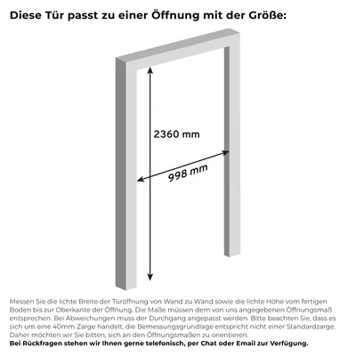Produktbild von inova Loft-Glastür 930 x 2315 mm, DIN Rechts, 3 Felder satiniert, Stahlrahmen Schwarz, Komplettset mit Zarge und Griffstange