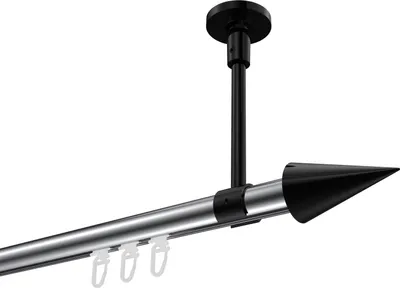 Produktbild von Interdeco Innenlaufstange / Gardinenstange mit Innenlauf Chrom / Schwarz, Typ Sonette Savio (Kegel) Deckenmontage, 20 mm Ø 1-läufig, 160 cm