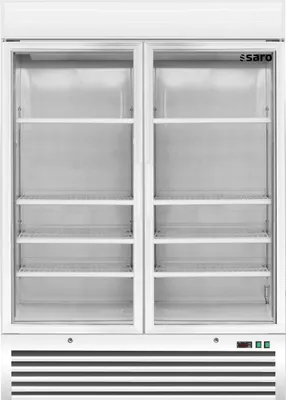 Produktbild von Gewerbe Tiefkühlschrank mit 2 Glastüren - 1079 Liter, Umluftkühlung, weiß