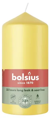 Imagen del producto de Vela Stumpenkerze de Bolsius, color amarillo sol, 12 cm de diámetro y 5,8 cm de altura
