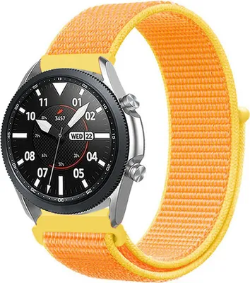 Produktbild von Strap-it Samsung Galaxy Watch 3 45mm Nylon Armband (Hellgelb)