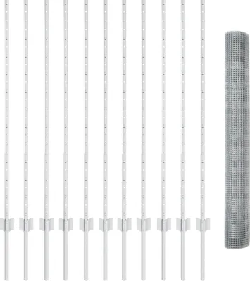 Produktbild von Möbel Schweißdrahtzaun mit 22 U-Posts Silber 1,2x25 m Stahl - Zaunzubehör 3336366