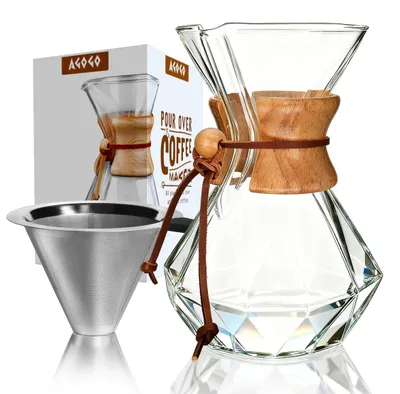 Obrázok produktu pre Omgoods – kávovar na prípravu kávy nalievaním – 800 ml s filtrom z nehrdzavejúcej ocele