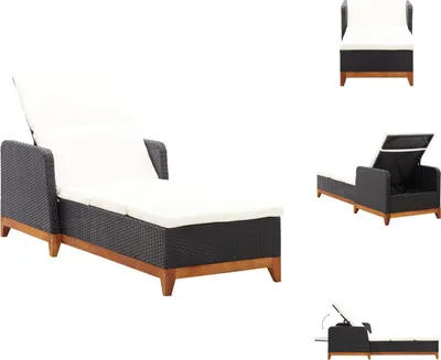 Produktbild von vidaXL Sonnenliege Poly Rattan und Massivholz Akazie Schwarz -  Sonnenliegen