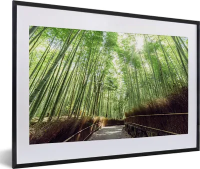 Produktbild von MuchoWow® MuchoWow® Gerahmtes Poster Bambushain in Arashiyama Japan 60x40 cm - Poster mit zchwarzem Bilderrahmen - Schlafzimmer - Plakat in Rahmen - Drucken