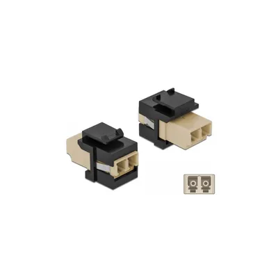 Produktbild von DeLOCK Keystone Modul LC Duplex Buchse zu LC Duplex Buchse beige / schwarz, Flach, Beige, Schwarz, LC, LC, Weiblich, Weiblich