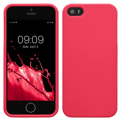 Produktbild von kwmobile Handyhülle für Apple iPhone SE (1.Gen 2016) / iPhone 5 / iPhone 5S Hülle - TPU Case - Kabelloses Laden - Schutzhülle Cover in Neon Pink