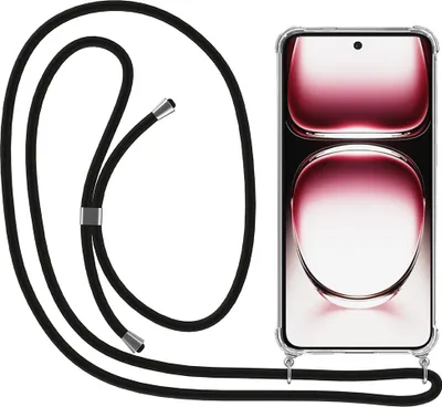 Produktbild von Smartphonica Telefon Fall geeignet für Oppo Reno 12 Pro mit Kabel und Bumper - Fall mit Telefon Kabel - TPU Backcover Fall stoßfest mit Lanyard - Transparent