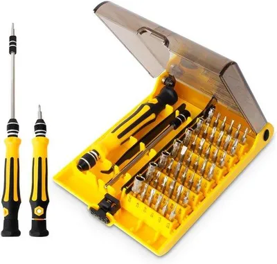 Produktbild von Mini Schraubenzieherset 45-in-1 mit Präzisionsbits und Pinzette - Grau