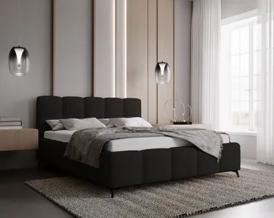 Obrázok produktu pre Čalúnená posteľ 160x200 Kastilo - Dvojposteľ, spálňa - Úložný priestor, čelo, Bouclé Čierna