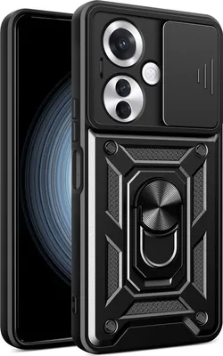 Image de Etui pour Oppo Reno11 F, étui en silicone avec anneau, protection de l'appareil photo, noir