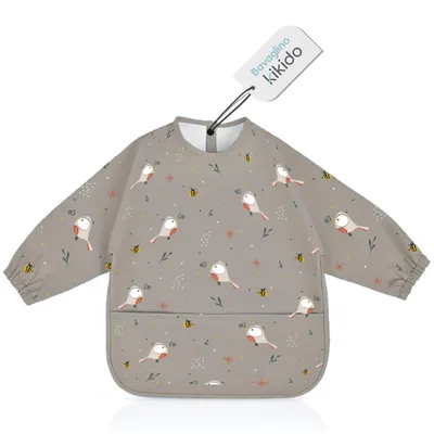 Image de Bavoir imperméable pour bébé Kikido, manches longues avec poche - Taille M - Cip