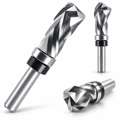 Produktbild von Spiral Bündigfräser 8 mm Schaft, 12 mm Schneiddurchmesser, 25 mm Schnittlänge, Hartmetall mit Anlauflager