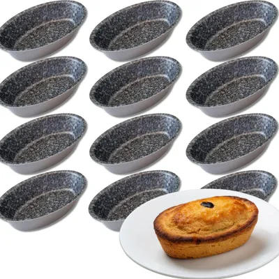 12 Backformen oval, Alu-Antihaft, 10,5x7 cm, Ofen & Airfryer