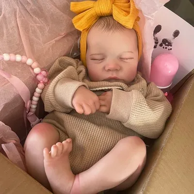 Produktbild von 49 Cm/19 Zoll Levi Reborn, Vollkleber, Geschlossene Augen, Junge, Fertig Schlafendes Neugeborenes, Größe 3D-Haut