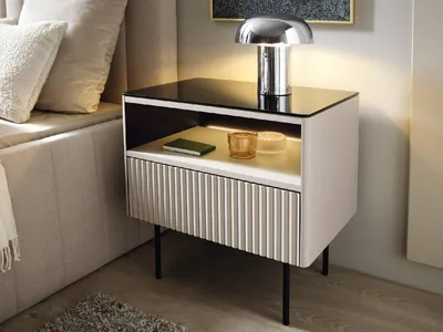 Produktbild von YOURHOUSE24 Nachttisch ORTA S-57 mit Schubladen und Beleuchtung, Kaschmir