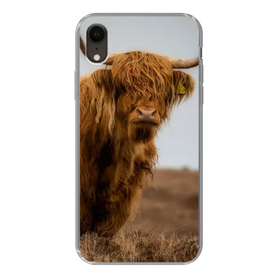 Produktbild von MuchoWow® Handyhülle Schutzhülle Hülle für iPhone XR Schottischer Highlander - Düne - Gras Silikon Softcase Handy Hülle - Schutzdeckel
