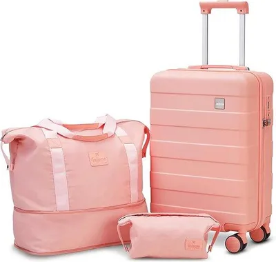 Produktbild von Famanu 3-teiliges Gepäckset mit Spinnerrollen - Rosa