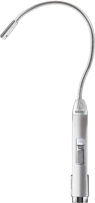 A Zippo Flex Neck Utility XL lighter with a silver body and a flexible metal neck.