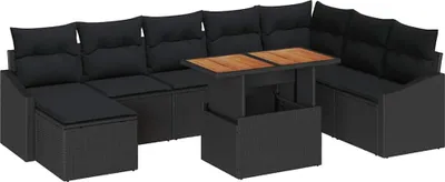 Immagine prodotto di Set da giardino composto da 9 pezzi, colore nero e marrone, marca vidaXL