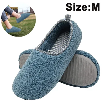 Produktbild von Damen-Hausschuhe Komfort-Hausschuhe mit Memory-Schaum, warmem Plüsch-Fleece-Futter, Hausschuhe, geschlossene Rückseite, rutschfeste Hausschuhe,Royal blue,M(40-41)