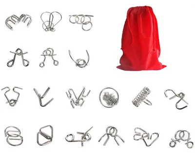 Imagen del producto de Juego de rompecabezas metálicos de 18 piezas, un juego de paciencia para adultos y niños, que estimula el pensamiento lógico