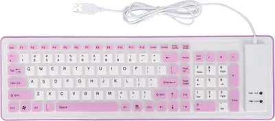 Obrázok produktu pre Skladateľná silikónová klávesnica s 103 klávesmi, USB kábel, vodotesná, tichá a farebne stála – skladateľná klávesnica pre PC a notebook (fialová)
