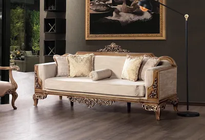 Produktbild von Dreisitzer Couch Polster Möbel Sofa Barock Rokoko Sofas Couchen Samt