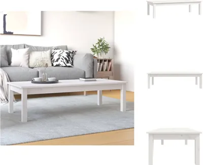 Obrázek produktu pro vidaXL Konferenční stolek bílý 110x50x30 cm z masivního borovicového dřeva - Konferenční stolky