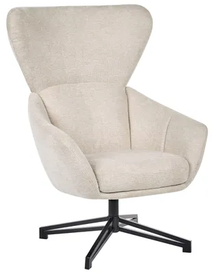 Obrázok produktu pre BELIANI Kreslo, otočné, svetlo béžové, tkanina, s vysokým operadlom, štýl mid-century modern, tvarované, retro