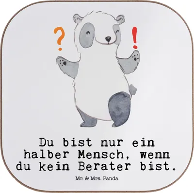 Produktbild von Mr. & Mrs. Panda Untersetzer für Gläser Berater Herz - Weiß - Geschenk, Witzig, Coaster, gläseruntersetzer, Finanzberater, Lustig, Eröffnung, Glas, Spruch, Beruf