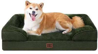 Image de Lit orthopédique pour petits chiens, 89 x 56 x 15 cm, imperméable, antidérapant, lit pour chien à bords surélevés, vert