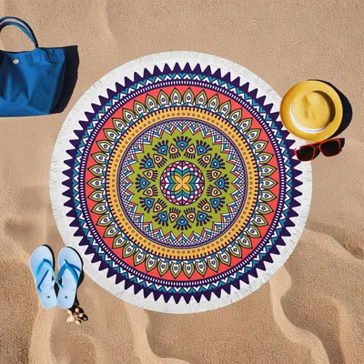 Immagine prodotto di Mijolnir, Renkli Mandala, telo mare, multicolore, 60% COTONE / 40% POLIESTERE, 150 x 150 cm