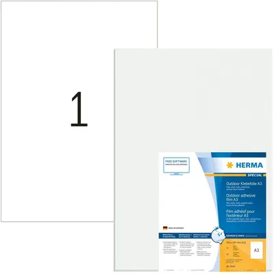 Produktbild von Etiketten Outdoor Klebefolie A3 weiß 420x297mm matt VE=7x10 Stück