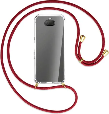 Produktbild von Handykette Backcover-Schutzhülle mit Band (Metall goldfarben) für Sony Xperia 10 Plus - dunkelrot