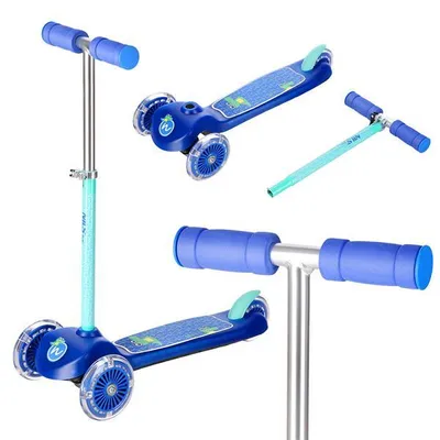 Obrázek produktu pro Tříkolový skútr Nils Fun HLB001 LED/modrý | Dětský tříkolový skútr se svítícími koly a nastavitelným řídítkem