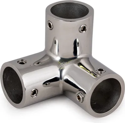 Produktbild von 3-Wege Relingverbinder oder Rohrverbinder Edelstahl für 22 mm Rohr, Eckstück