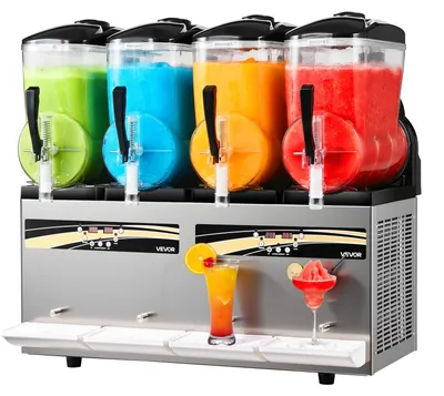 Image de Machine à granités VEVOR 4 x 12 L, machine à granités 1650 W (sans besoin de glace), machine à margarita électrique avec fonction d'auto-nettoyage