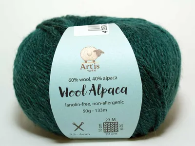 Productafbeelding van Wool Alpaca Art'is Garen: 60% Wol, 40% Alpaca | Vrij van lanoline (50g/133m) (509: bosgroen)