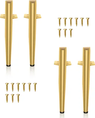 Produktbild von Aopunly 4er Set Möbelfüße Tischbein Set Sofafüße Möbelbeine Bettstützen Sofafüße Schrankfuß Möbelbeine Metall Füße Gold 15cm