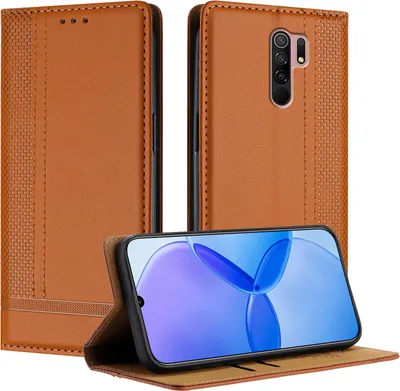 Obrázek produktu pro Pouzdro na mobilní telefon pro Xiaomi Redmi 9 Kožený flipový kryt s funkcí stojánku Brown