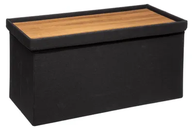 Produktbild von Atmosphera Pouf/Hocker - Aufbewahrungsbox - schwarz - PU/MDF - 31 x 31 cm