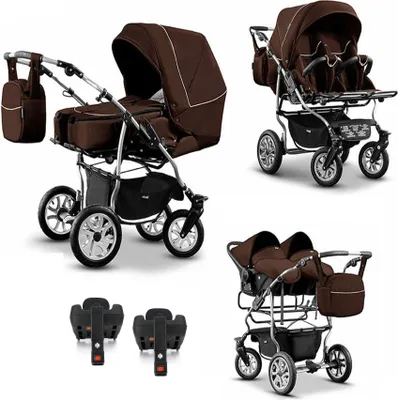 Produktbild von Zwillingskinderwagen 5 in 1 City Twin inkl. Autositze - 16 Teile -  in 19 Farben