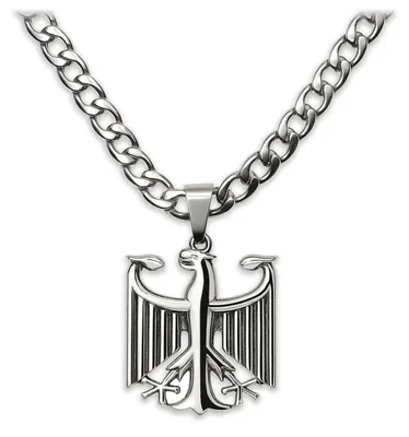 Produktbild von Edelstahl Halskette mit Bundesadler Anhänger, Länge - silber 70 cm - Panzerkette